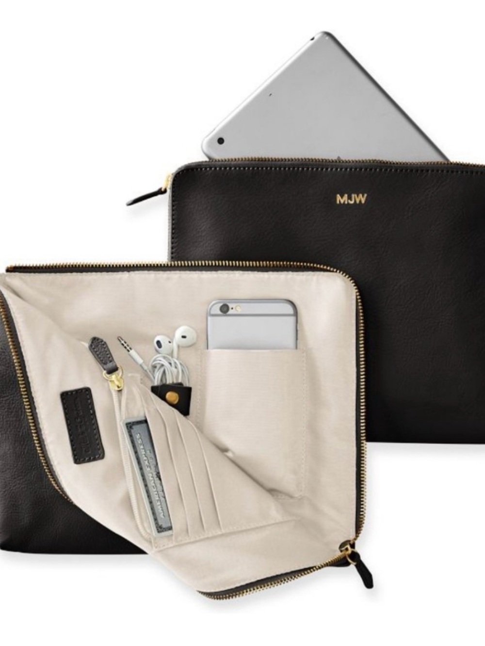 Mark & Graham NWT Black Leather Commute Clutch